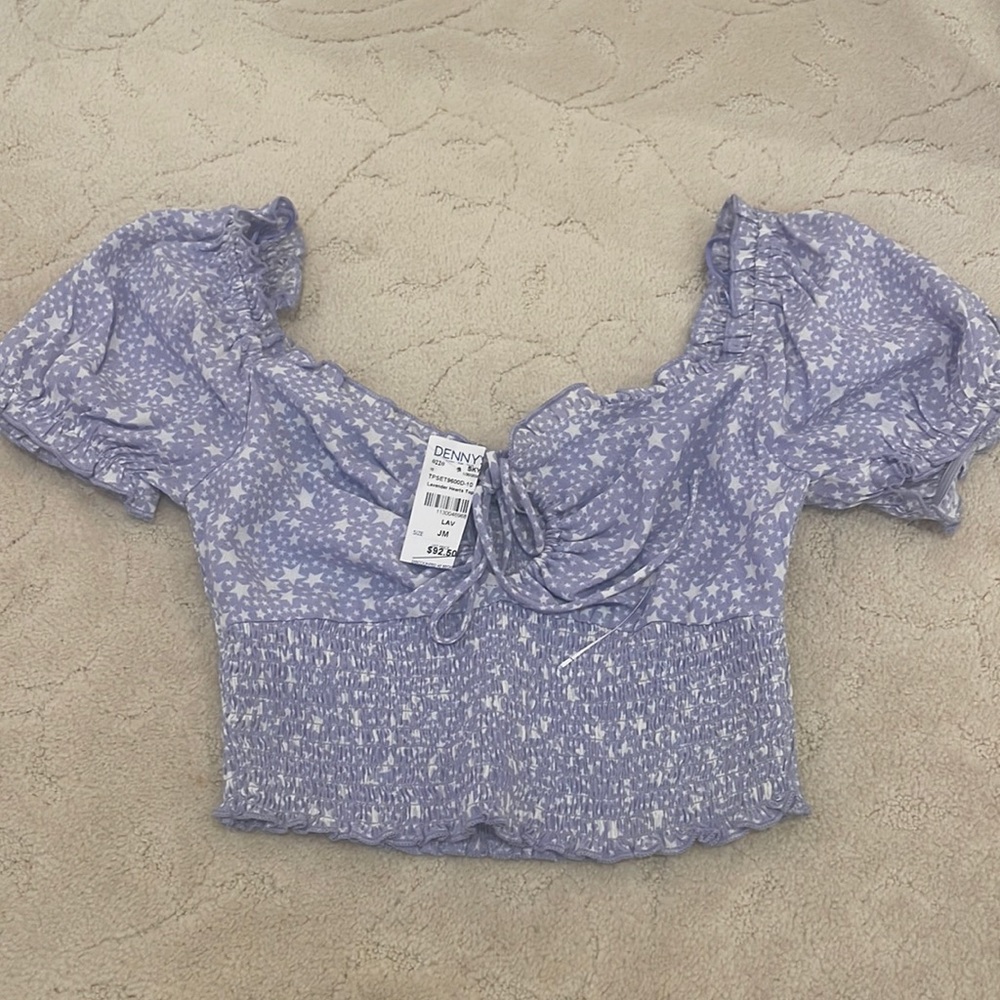 NWT - Skylar + Madison Lavendar Smocked Keyhole Crop Top